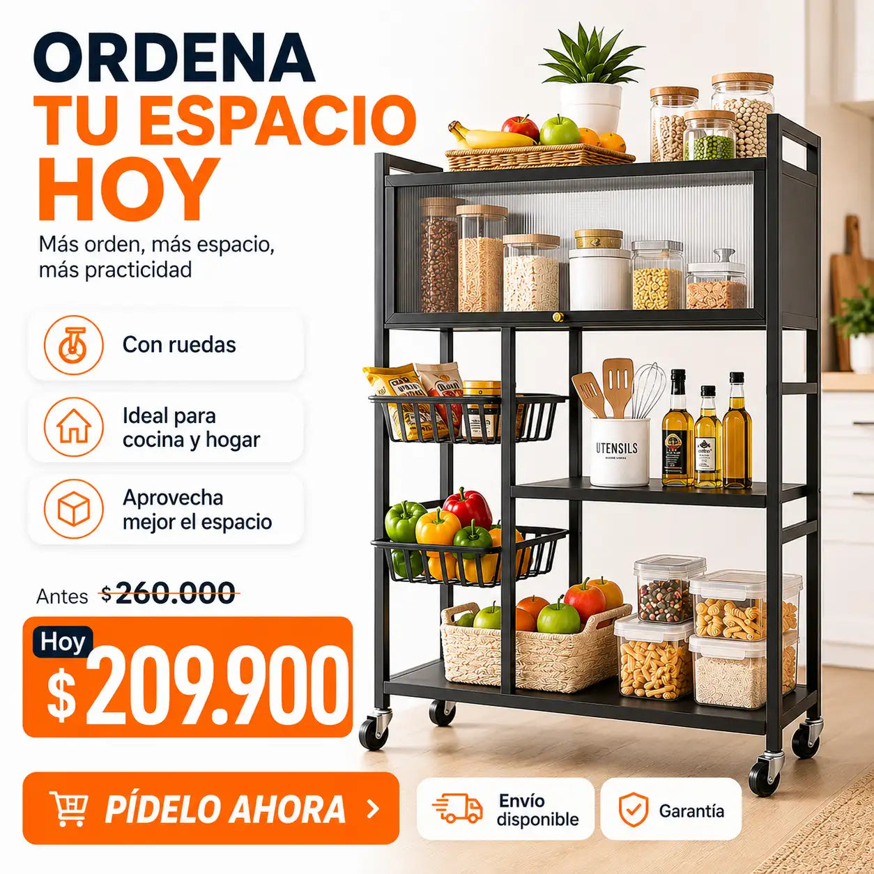 Organizador Rodante para Cocina y Hogar