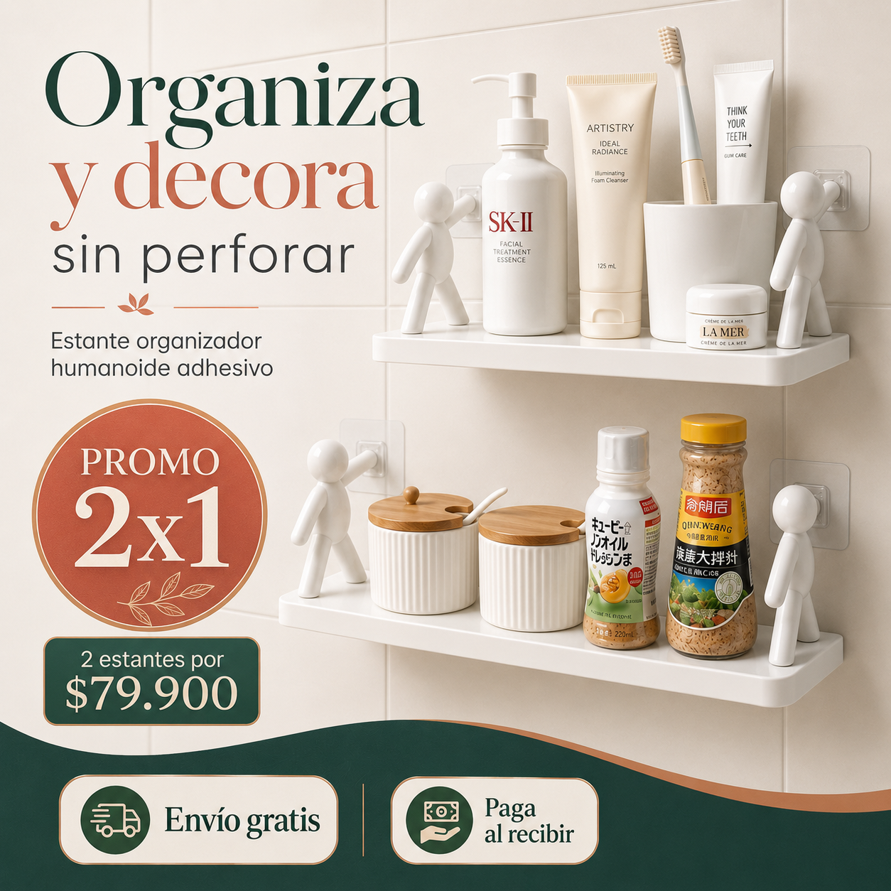 Estante Organizador Humanoide Adhesivo 2x1