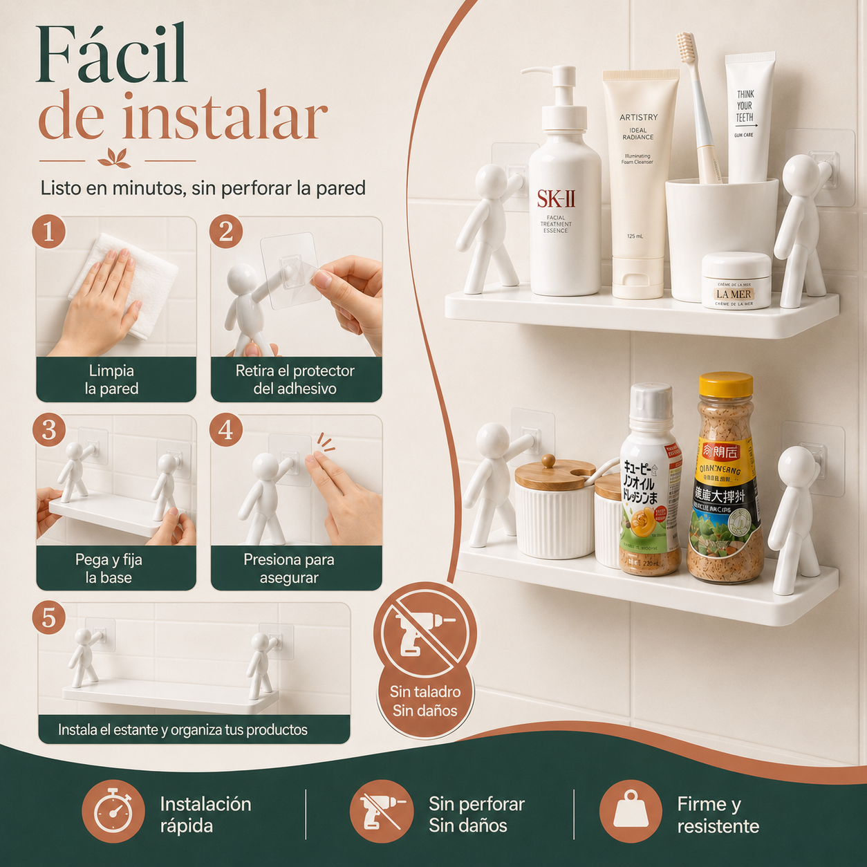 Estante Organizador Humanoide Adhesivo 2x1