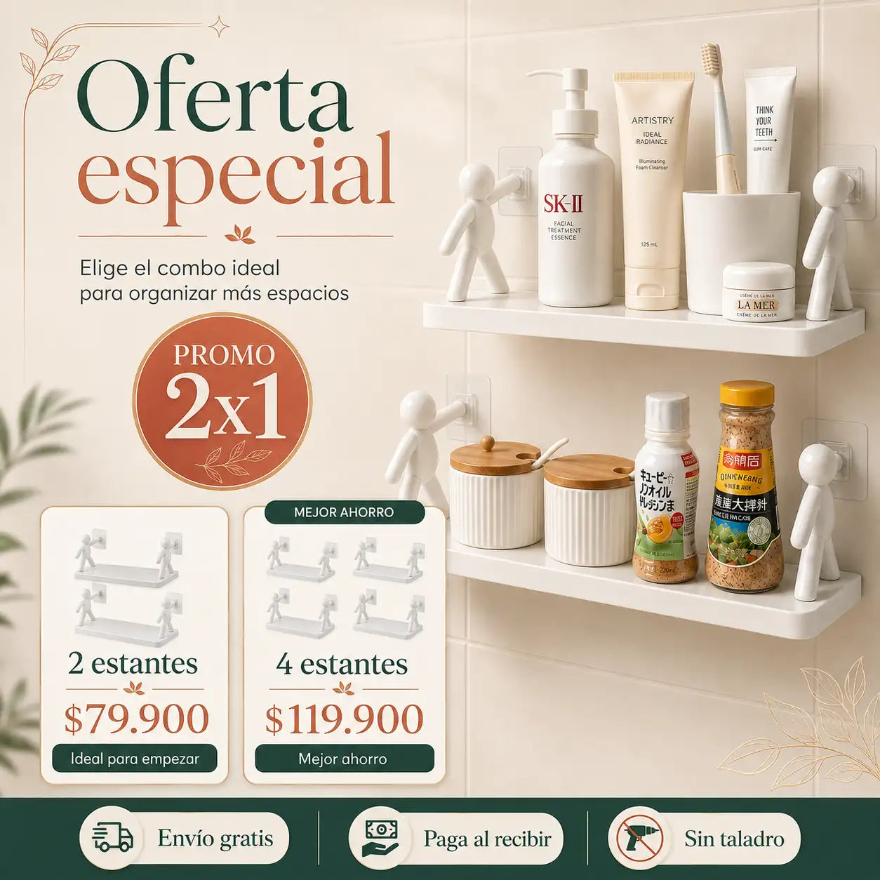 Estante Organizador Humanoide Adhesivo 2x1