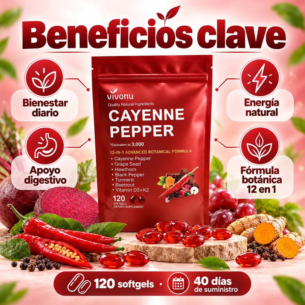 CAYENNE PEPPER VIVONU X 120 SOFTGELS